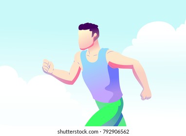 Cardiovascular Training .A vector illustration of a man jogging in the Morning to keep himself healthy