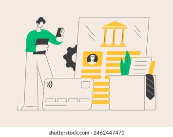 Card-on-File abstract concept vector illustration. Storing cardholder information, payment facilitation, card-on-file transaction, save details, consumer credentials, reward abstract metaphor.