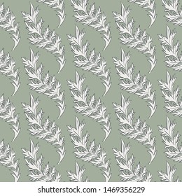 Cardoon thistle leaves seamless repeat vector pattern swatch.  Botanical Damask.  Faded flat colors.