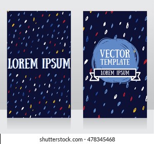 Cards with abstract hand drawn design, can be used as template for birthday invitation, vector illustration