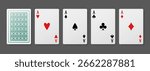 Cards. Aces of different suits on a black background. Vector clipart.