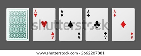 Cards. Aces of different suits on a black background. Vector clipart.