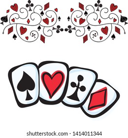 Cards and beautiful pattern background. Vector illustration