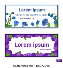 Cards with blue, purple flowers.