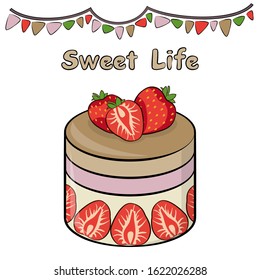 Cards with cakes and decor