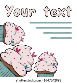 Cards with cakes and decor
