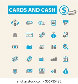 cards, cash, money, payment, atm, dollar, bank, banking  icons, signs vector concept set for infographics, mobile, website, application
