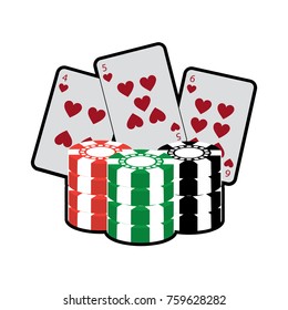 cards with chips casino related icons image