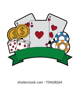 cards with chips dice and coins emblem casino related icons imag