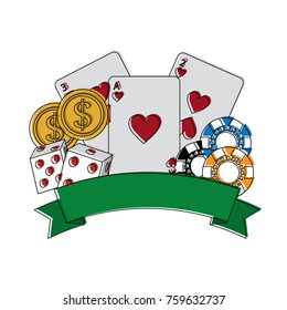 cards with chips dice and coins emblem casino related icons imag
