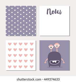 Cards collection design with cute monster