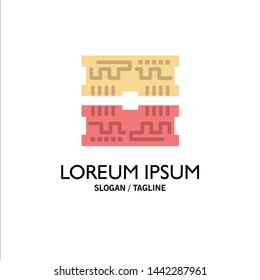 Cards, Component, Computer Business Logo Template. Flat Color
