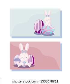 cards with cute rabbits female of easter