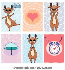 cards deer cute stickers vector creative design notes label