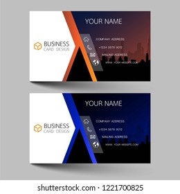 ฺBusiness cards design two color on the gray background. Inspired by building structures. Contact cards for company. Vector illustration EPS10. 