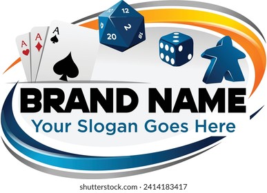 cards dice meeple board games illustration vector logo design