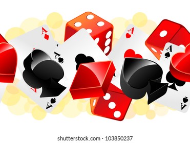 Cards And Dices, seamless pattern, vector bsckground
