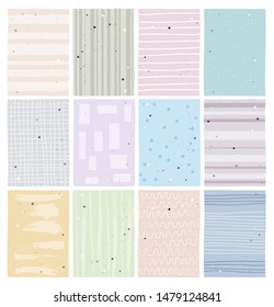 Cards with Different Backgrounds and Color Schemes. Abstract Cartoon Cards in Hand Drawn Style