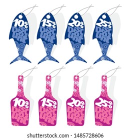 Cards of discounts for drinks and fish