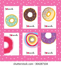 Cards with donuts. Vector.