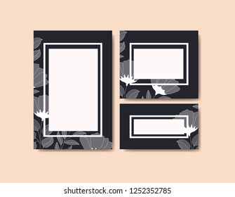 cards with elegant frame and floral decoration