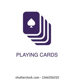 Cards element in flat simple style on white background. Cards icon, with text name concept template