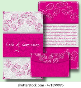 Cards and envelope for invitations with mandala pattern. vintage highly detailed, Luxury lace festive ornament . Arabic motifs