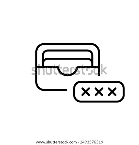 Cards in e-wallet and password input box. Secure access, user authentication. Pixel perfect vector icon