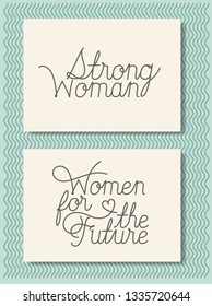 cards with feminist message hand made font