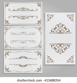 Cards with floral frames and copy space vector template.