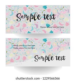 Cards with floral pattern for greeting, gray background, stylize design