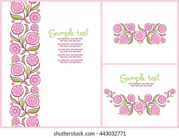 cards with floral pattern. vertical seamless floral pattern.