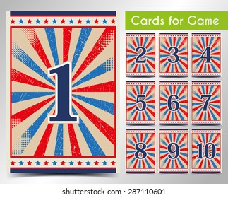 Cards for the game. Vector.