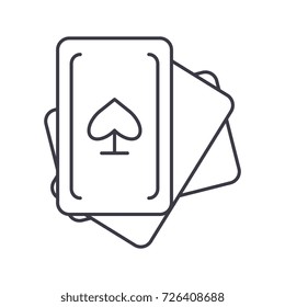 cards game vector line icon, sign, illustration on background, editable strokes