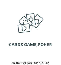 Cards game,poker line icon, vector. Cards game,poker outline sign, concept symbol, flat illustration