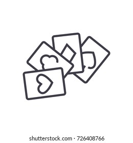 cards game,poker vector line icon, sign, illustration on background, editable strokes