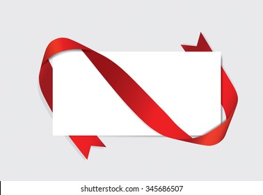 Cartas con arco de regalo y cinta roja brillante. Ilustración vectorial.