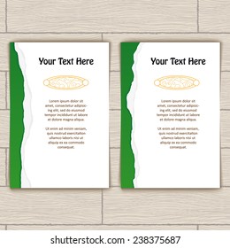 Cards with green ragged edge and gold stamping