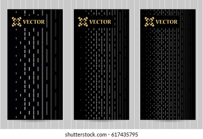 Cards with halftone patterns in black and grey colors. Collection of templates for business cards, flyers etc.
