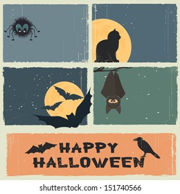 Cards for Halloween. Vector illustration, set, EPS 8.