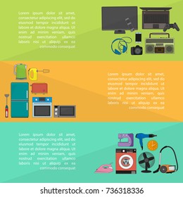 cards with hand drawn home appliances mockup