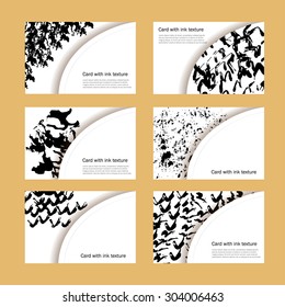 Cards with hand drawn ink texture. Vector illustration in retro style
