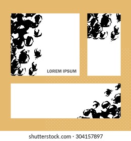 Cards with hand drawn ink texture. Vector. 
