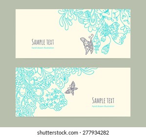 cards with hand drawn ornament