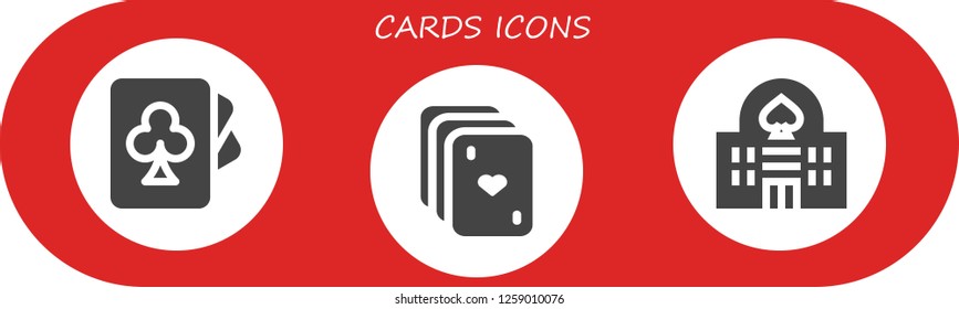  cards icon set. 3 filled cards icons. Simple modern icons about  - Cards, Casino