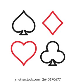 Cards icons. Ace of Spades, Hearts, Diamonds and Clubs. Vector