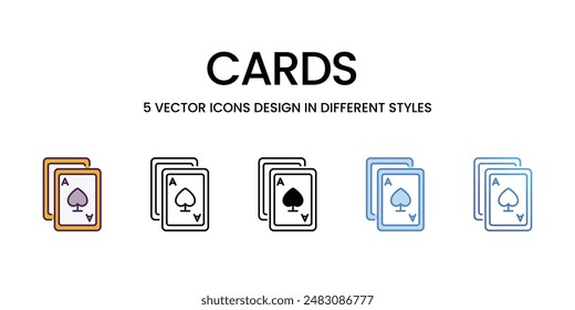 Cards icons vector set stock illustration.