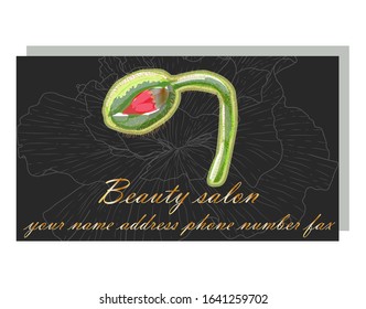 Cards with the image with poppies. business card for a beauty salon with golden poppies, stylish design. Templates for creating business cards, posters, advertising pages.