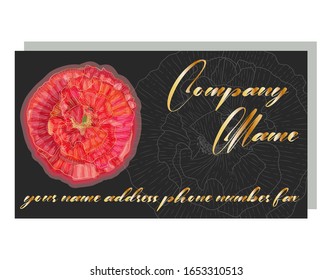 Cards with the image with red poppies. business card for a beauty salon with golden poppies, stylish design. Templates for creating business cards, posters, advertising pages.