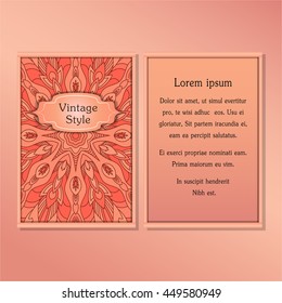 Cards or Invitations collection with Mandala round ornament Vintage decorative design elements for fabric paper print.